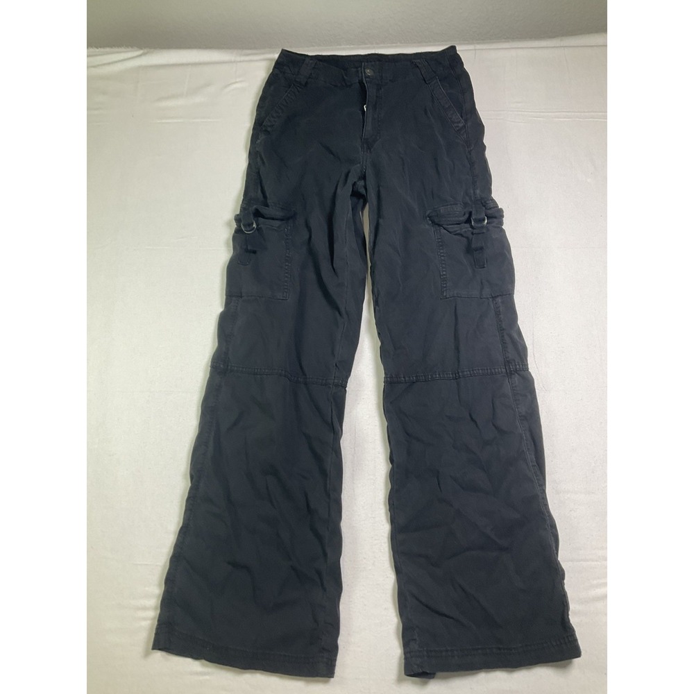 American Eagle Pant Women 0 Black Super High Rise Baggy Wide Leg Cargo trend 609